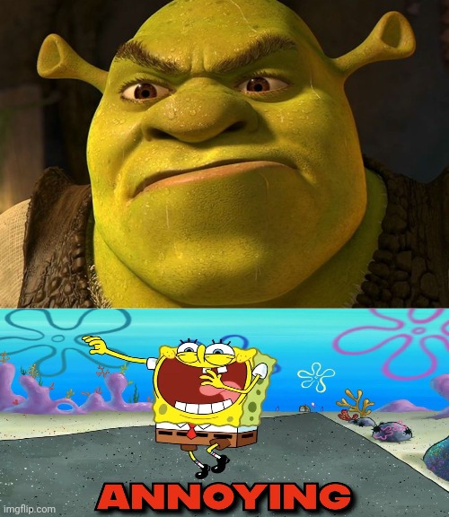 Shrek dislikes the modern SpongeBob Squarepants | image tagged in shrek,spongebob | made w/ Imgflip meme maker