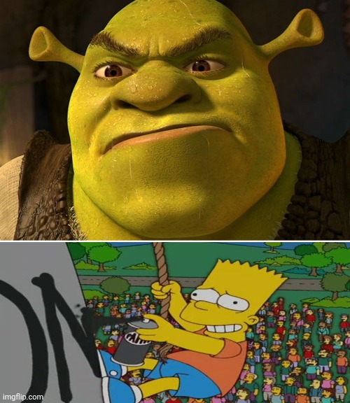 Shrek hates the Simpsons episode called The Boys of Bummer | image tagged in shrek,the simpsons | made w/ Imgflip meme maker