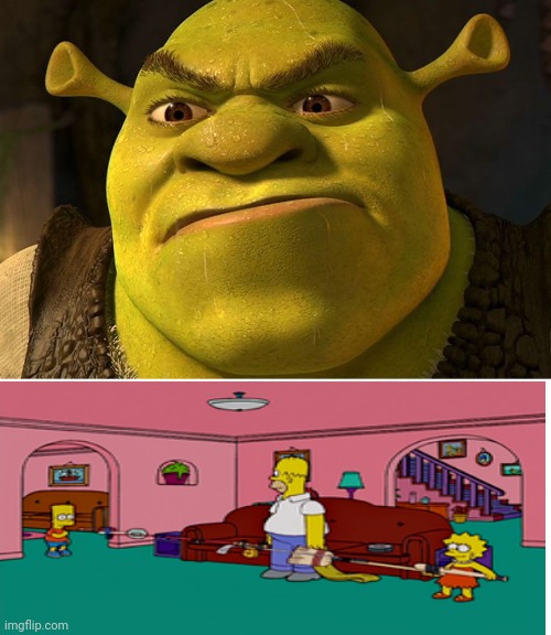 Shrek hates the Simpsons episode called On a Clear Day I Can't See My Sister | image tagged in shrek,the simpsons | made w/ Imgflip meme maker