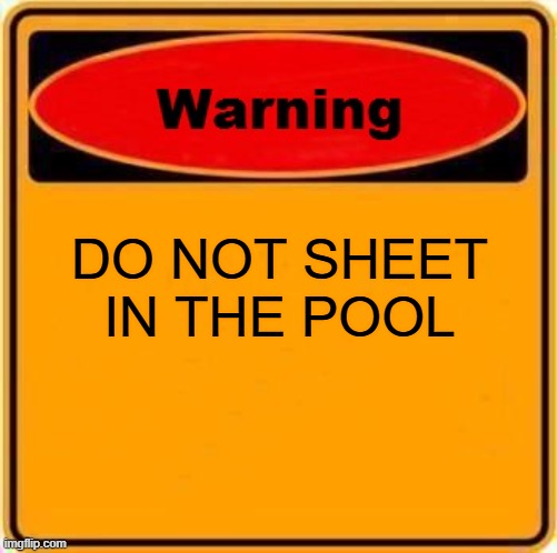 Warning Sign Meme | DO NOT SHEET IN THE POOL | image tagged in memes,warning sign | made w/ Imgflip meme maker