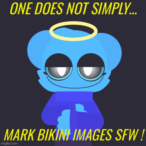 All bikini images must be marked NSFW ! | ONE DOES NOT SIMPLY…; MARK BIKINI IMAGES SFW ! | image tagged in freaky sky | made w/ Imgflip meme maker