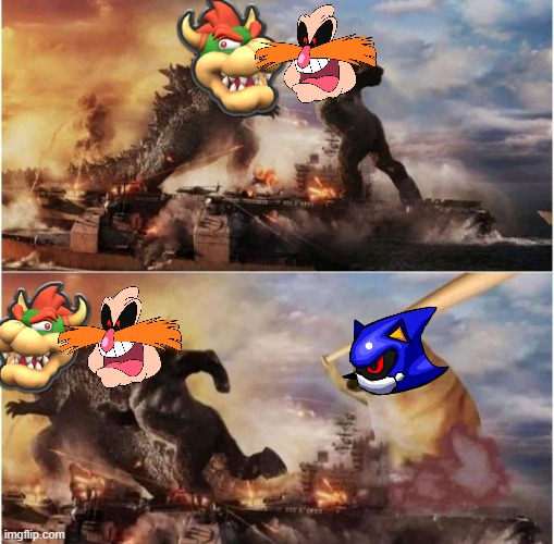 imagine making the same mistake again | image tagged in kong godzilla doge,death battle,bowser,dr eggman,metal sonic,villains | made w/ Imgflip meme maker