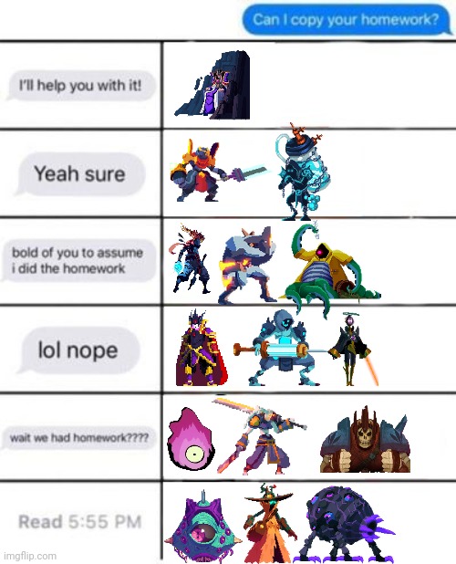 Can i copy your homework | image tagged in can i copy your homework,memes,dead cells,video games | made w/ Imgflip meme maker