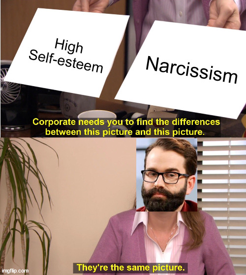 They're The Same Picture | High Self-esteem; Narcissism | image tagged in memes,they're the same picture,matt walsh,self esteem | made w/ Imgflip meme maker