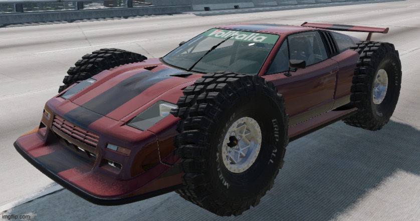 why am I able to put crawler tires on a Bolide this is ridiculous | image tagged in beamng,beamng drive | made w/ Imgflip meme maker