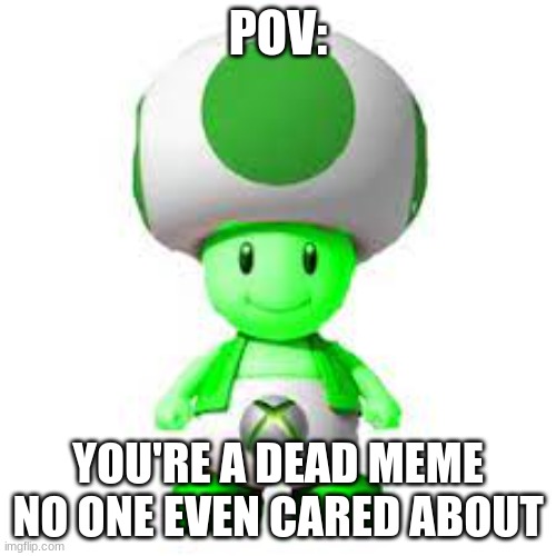 so sad | POV:; YOU'RE A DEAD MEME NO ONE EVEN CARED ABOUT | image tagged in xbox toad,memes,funny,xbox,toad,mario | made w/ Imgflip meme maker