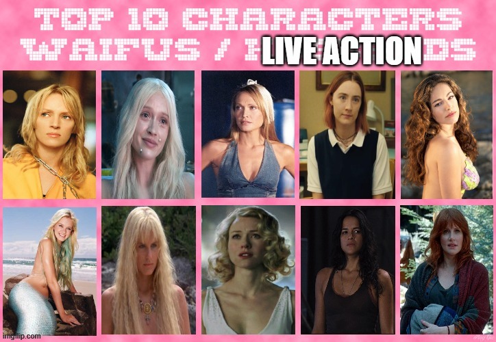 top 10 live action waifus | image tagged in live action movie waifus,top 10 waifus,live action,movies,fast and furious,king kong | made w/ Imgflip meme maker