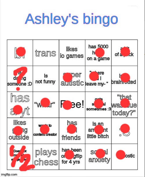 Ashley's Bingo (Welp, I'm Fucked) | image tagged in ashley's bingo,two bingos,only three unmarked items,how does this keep on happening,lmfao | made w/ Imgflip meme maker