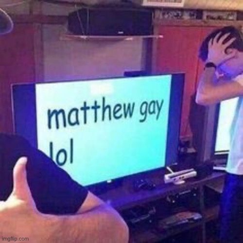 Matthew gay lol | image tagged in matthew gay lol | made w/ Imgflip meme maker