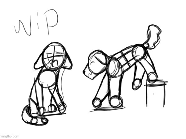 WIP #2 building shapes a bit more (will repost when done with line art) | made w/ Imgflip meme maker