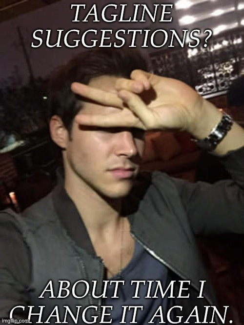 Tagline Suggestions? | TAGLINE SUGGESTIONS? ABOUT TIME I CHANGE IT AGAIN. | image tagged in the old one has lost its fun,i was only venting anyway,so give me suggestions,i need a new tagline | made w/ Imgflip meme maker