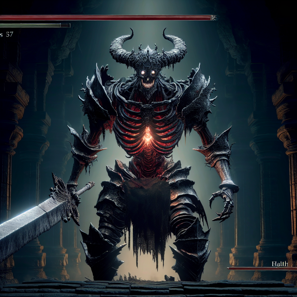 Dark souls boss with health bar Blank Meme Template