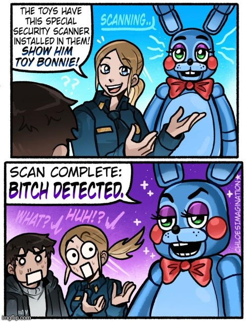 Wth Toy Bonnie | image tagged in fnaf,toy bonnie fnaf,bitch | made w/ Imgflip meme maker