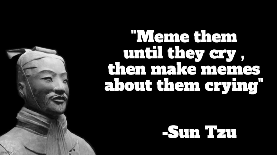 Sun Tzu | "Meme them until they cry , then make memes about them crying" -Sun Tzu | image tagged in sun tzu | made w/ Imgflip meme maker