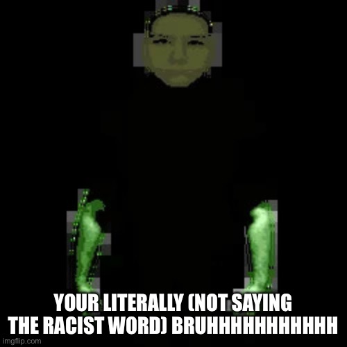 Garn47 (V2) | YOUR LITERALLY (NOT SAYING THE RACIST WORD) BRUHHHHHHHHHHH | image tagged in garn47 v2 | made w/ Imgflip meme maker