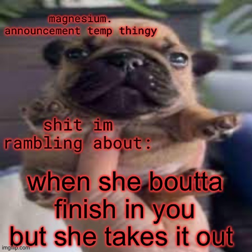 pug temp | when she boutta finish in you but she takes it out | image tagged in pug temp | made w/ Imgflip meme maker