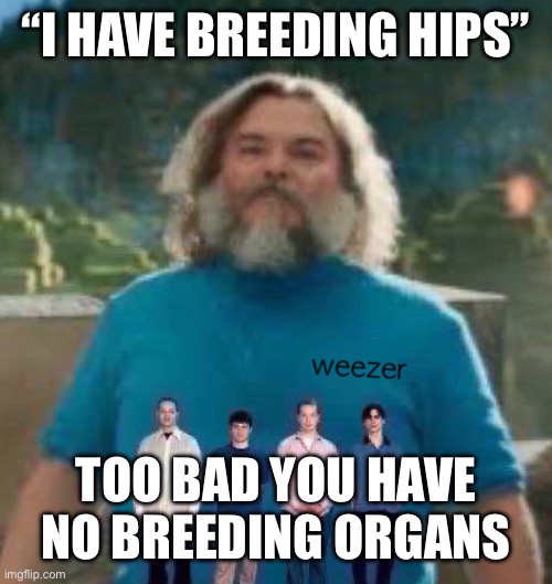 I am Steve weezer | “I HAVE BREEDING HIPS”; TOO BAD YOU HAVE NO BREEDING ORGANS | image tagged in i am steve weezer | made w/ Imgflip meme maker