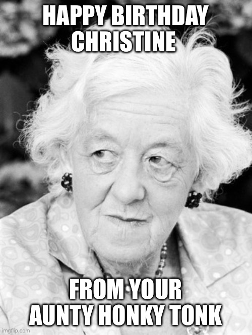 Honky Tonk | HAPPY BIRTHDAY CHRISTINE; FROM YOUR AUNTY HONKY TONK | image tagged in funny memes,funny,laughing | made w/ Imgflip meme maker