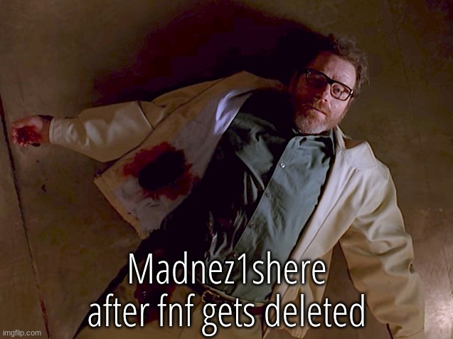 Dead Walter White | Madnez1shere after fnf gets deleted | image tagged in dead walter white | made w/ Imgflip meme maker