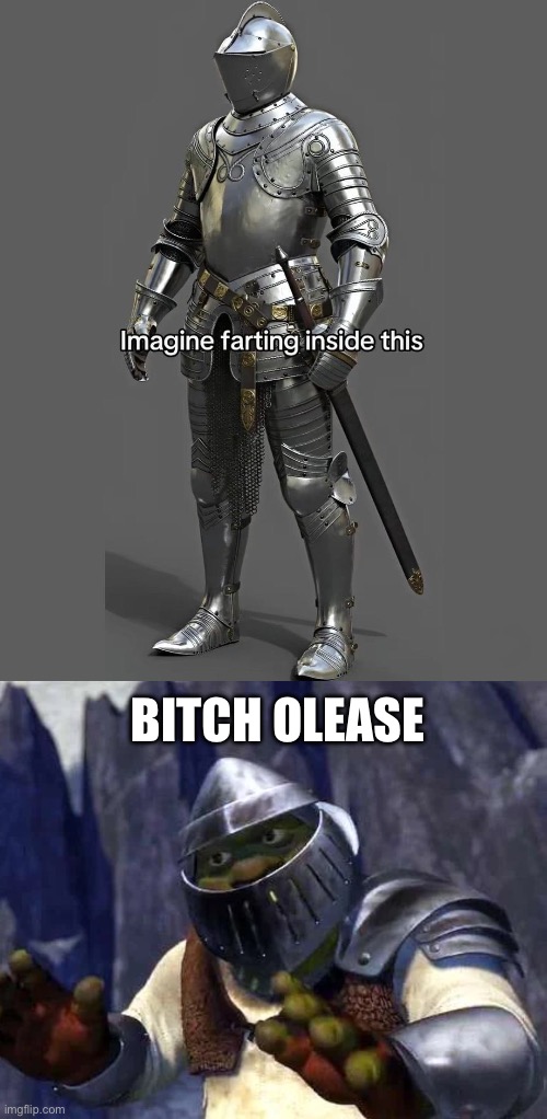 Shrek farting? | BITCH OLEASE | image tagged in bitch please,shrek,nothing gets through this armour,fart,knight | made w/ Imgflip meme maker