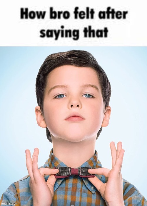 How bro felt after saying that Young Sheldon | image tagged in how bro felt after saying that young sheldon | made w/ Imgflip meme maker