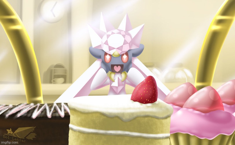 Diancie looking at bakery delights (Art by Sol-Lar-Bink) | made w/ Imgflip meme maker