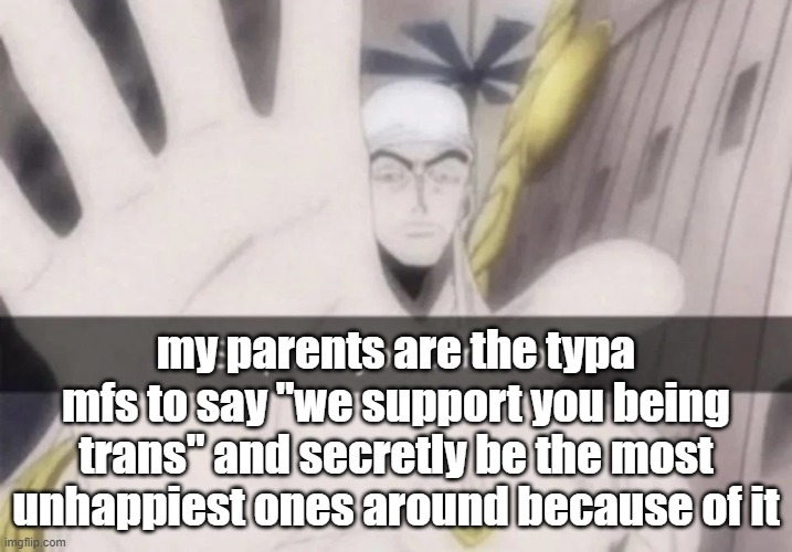 Stop bro you can't cook | my parents are the typa mfs to say "we support you being trans" and secretly be the most unhappiest ones around because of it | image tagged in stop bro you can't cook | made w/ Imgflip meme maker