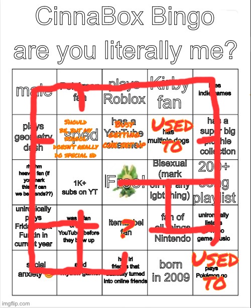 Crazy amount of bingos. Anyways gotta go take my shower, bye y’all. | Busy getting one set up; Used to; Should be, but my school doesn’t really do special ed; ? Used to | image tagged in cinnabox bingo | made w/ Imgflip meme maker