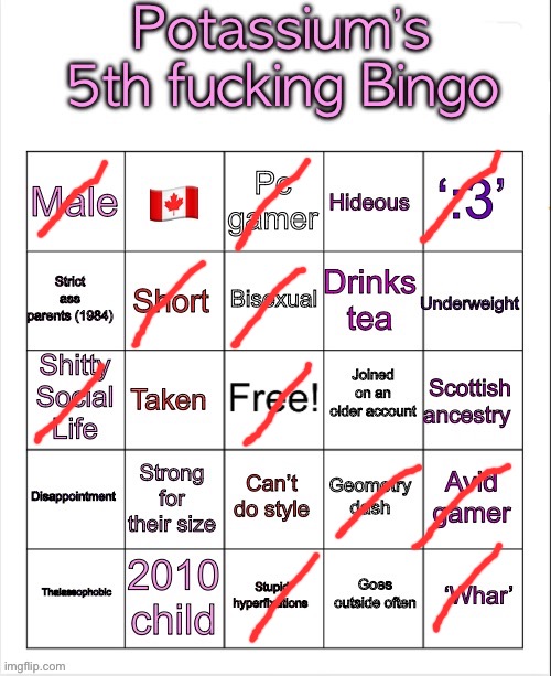 ack | image tagged in potassium s fifth fucking bingo | made w/ Imgflip meme maker