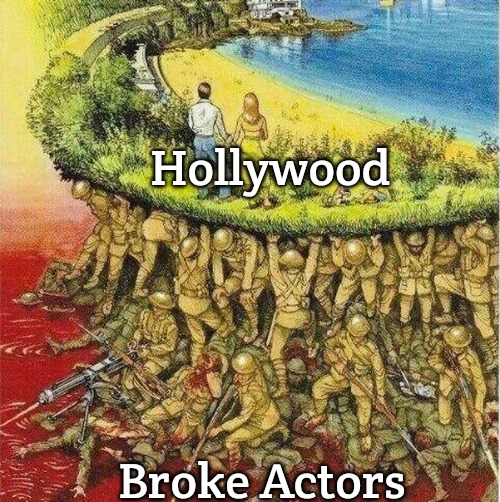 Soldiers hold up society | Hollywood; Broke Actors | image tagged in soldiers hold up society,slavic,blm | made w/ Imgflip meme maker