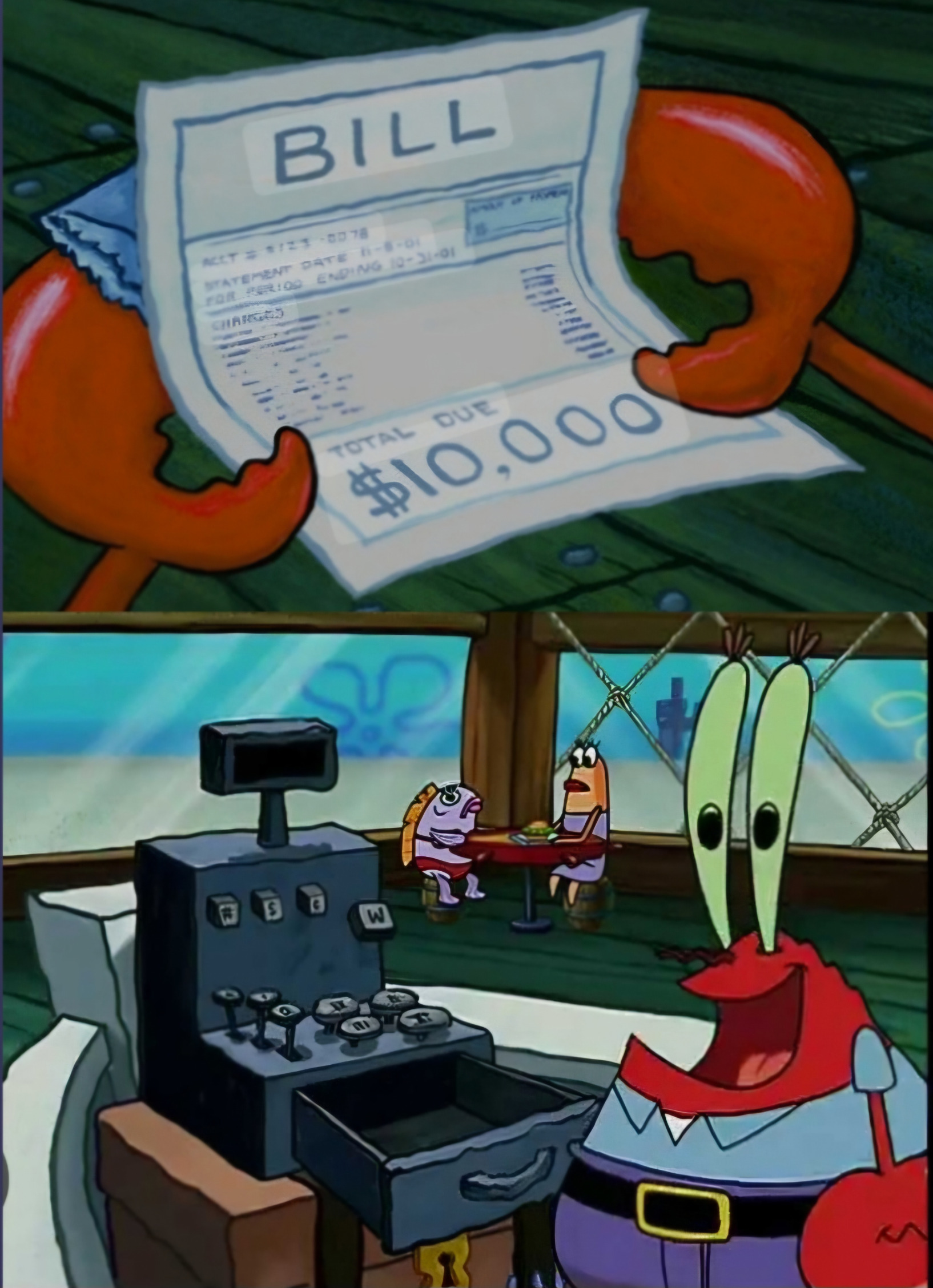 High Quality Empty Register, Mr. Krabs Blank Meme Template