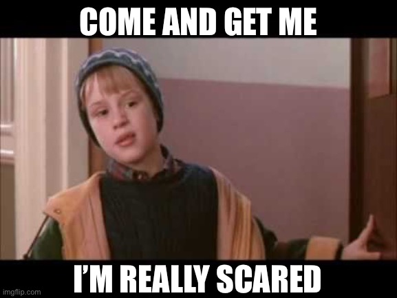 Home Alone | COME AND GET ME I’M REALLY SCARED | image tagged in home alone | made w/ Imgflip meme maker