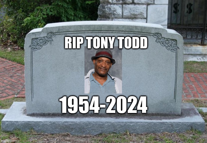 Gravestone | RIP TONY TODD; 1954-2024 | image tagged in gravestone | made w/ Imgflip meme maker