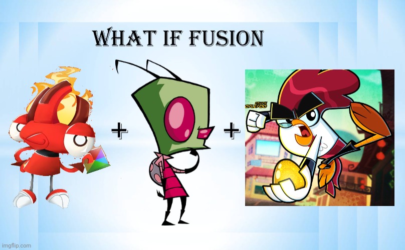 What if Flain + Zim + Chuck Adoodledoo | image tagged in what if this character fuses 2,invader zim,mixels,flain,chuck adoodledoo,chuck chicken | made w/ Imgflip meme maker