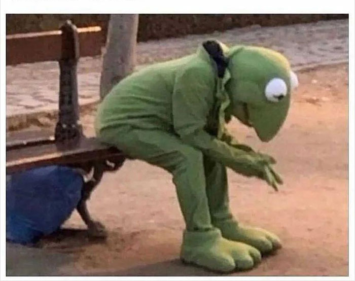 Kermit sitting on Bench Blank Meme Template