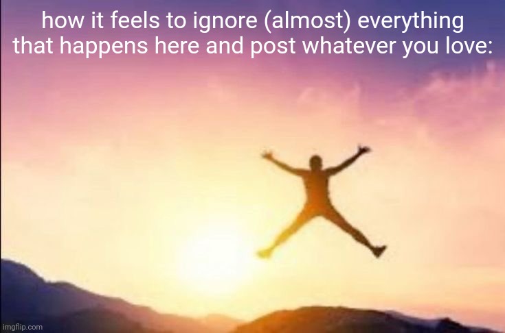 how it feels to ignore (almost) everything that happens here and post whatever you love: | made w/ Imgflip meme maker