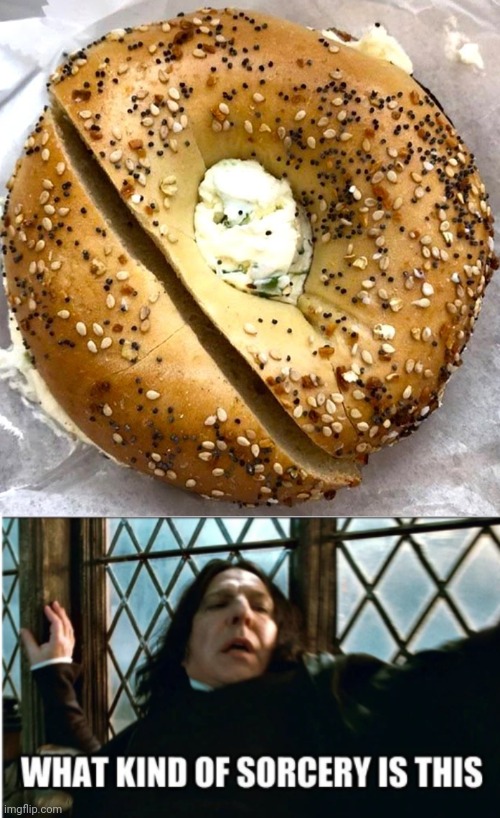 Bagel cut like that | image tagged in what kind of sorcery is this,you had one job,memes,bagels,bagel,cut | made w/ Imgflip meme maker