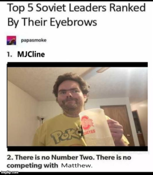 MJCline memes, Matthew's Mighty Eyebrow. | image tagged in mjcline,thiccimoto,lolcow,memes,dank memes,lolcows | made w/ Imgflip meme maker