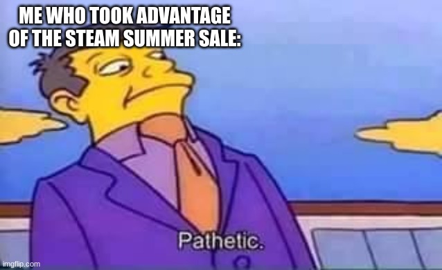 skinner pathetic | ME WHO TOOK ADVANTAGE OF THE STEAM SUMMER SALE: | image tagged in skinner pathetic | made w/ Imgflip meme maker