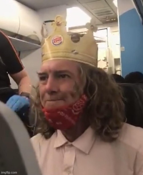 What a nice man, I wonder what he'll say next | image tagged in burger king crown airplane | made w/ Imgflip meme maker