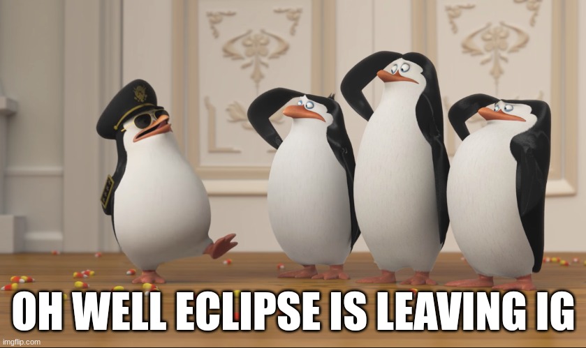 Saluting skipper | OH WELL ECLIPSE IS LEAVING IG | image tagged in saluting skipper | made w/ Imgflip meme maker