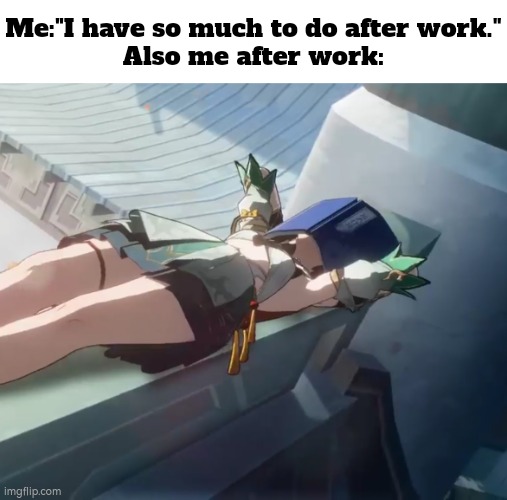 What? I need more time to rest and enjoy myself. | Me:"I have so much to do after work."
Also me after work: | image tagged in memes,funny,me and also me | made w/ Imgflip meme maker