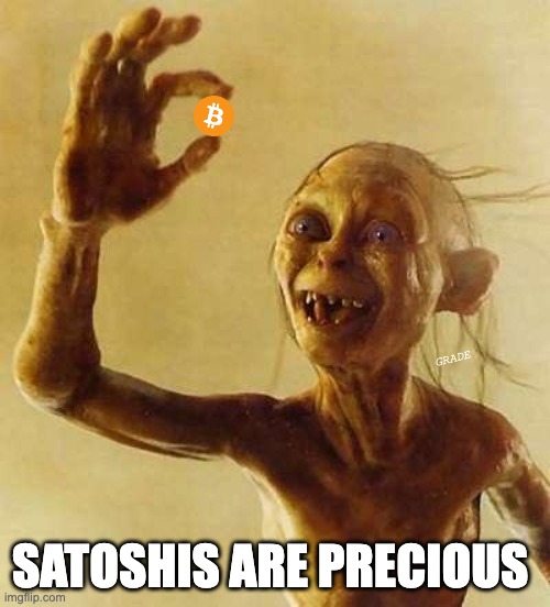 satoshi is precious | GRADE; SATOSHIS ARE PRECIOUS | image tagged in my precious gollum | made w/ Imgflip meme maker