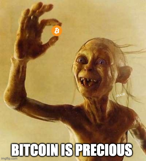 bitcoin is precious | GRADE; BITCOIN IS PRECIOUS | image tagged in my precious gollum | made w/ Imgflip meme maker