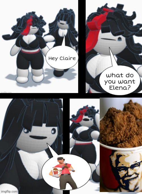 Claire shoving Elena | image tagged in claire shoving elena | made w/ Imgflip meme maker