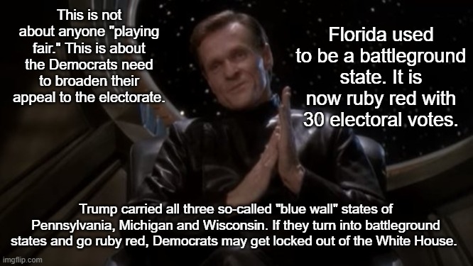 This is not about anyone "playing fair." This is about the Democrats need to broaden their appeal to the electorate. Florida used to be a ba | image tagged in luther sloan | made w/ Imgflip meme maker