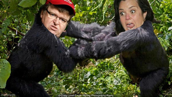 Michael Moore and Rosie O'Donnell | image tagged in michael moore and rosie o'donnell | made w/ Imgflip meme maker