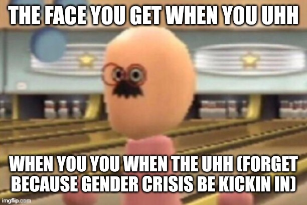 kill mii | THE FACE YOU GET WHEN YOU UHH; WHEN YOU YOU WHEN THE UHH (FORGET BECAUSE GENDER CRISIS BE KICKIN IN) | image tagged in kill mii | made w/ Imgflip meme maker