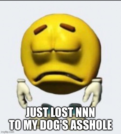 Sad emoji | JUST LOST NNN TO MY DOG'S ASSHOLE | image tagged in sad emoji | made w/ Imgflip meme maker