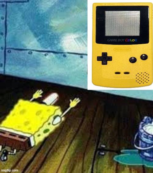 spongebob worships the gameboy color | image tagged in spongebob worship,gameboy color,nintendo,90s nostalgia | made w/ Imgflip meme maker